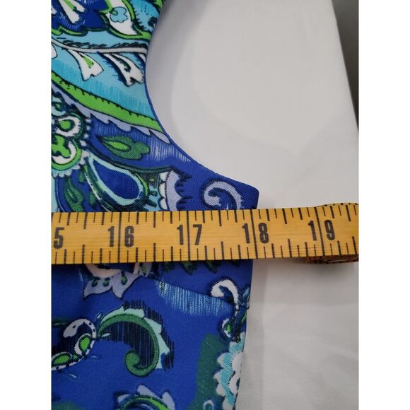 London Times Women's Dress Size 12 Blue Green Black White Sleeveless Tank V-Neck - Picture 8 of 10